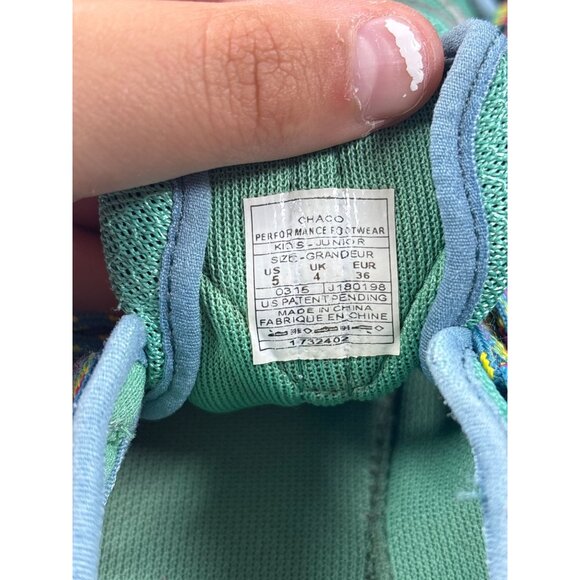 Chaco Kids Junior Performance Footwear Sandals Teal Rainbow Size 5 Youth - Picture 3 of 4